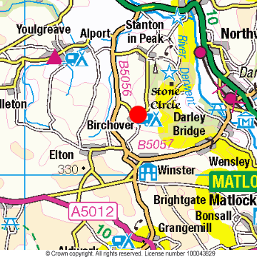 Birchover Location Map