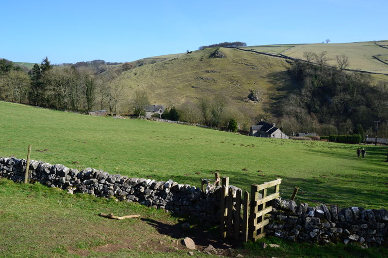 Looking down to Milldale on the Staffordshire side of the River Dove