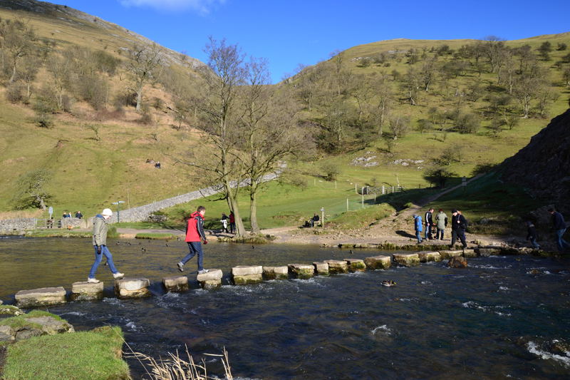 Stepping Stones on the River Dove at Dovedale with their New Limestone Blocks