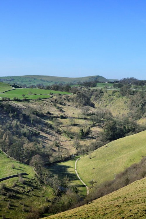 Aerial View of the path through Dovedale approaching Milldale