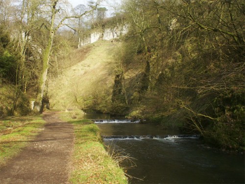 Beresford Dale, looking upstream towards Pike Pool and the rocky tor that gave this area it's name