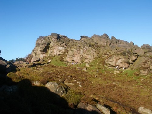 A footpath leads above Rock Hall to the base of the ridge