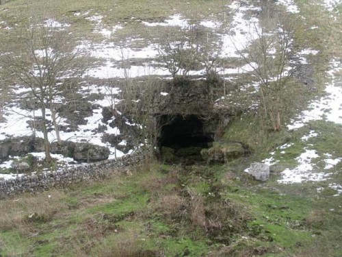 The source of the River Lathkill is Lathkill Head Cave during wet winters the water comes gushing out of the cave.