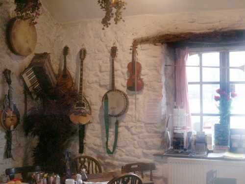 The Old Smithy Tea Room, Monyash. The tea rooms have a musical theme. Ed before he sadly died was in a folk band that would play at venues around the area.