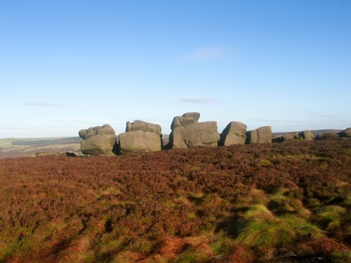 Rocky tors on The Roaches shaped by the wind and rain