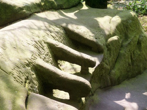 Carved armchairs on Rowtor Rocks