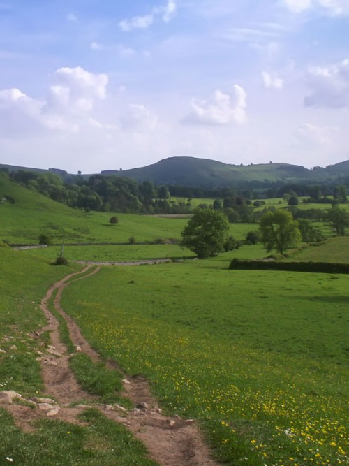 The footpath from Hartington leads over fields towards Beresford Dale. The valley here is quite wide, but it soon narrows when it enters the dale
